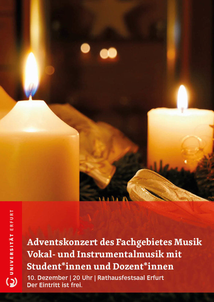 Adventskonzert das Plakatmotiv des Konzertes mit brennenden Kerzen