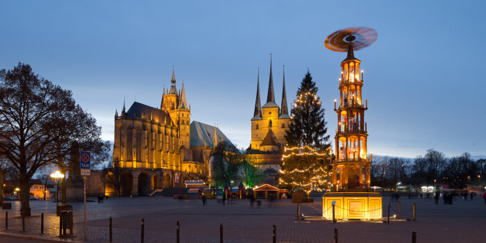 wooden christmas pyramid on christmas market