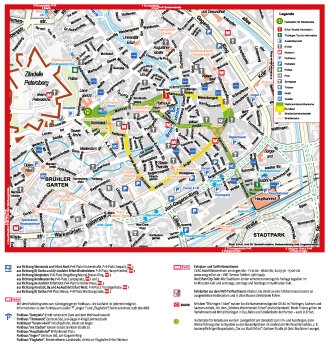 Ein Stadtplan mit Kennzeichnungen