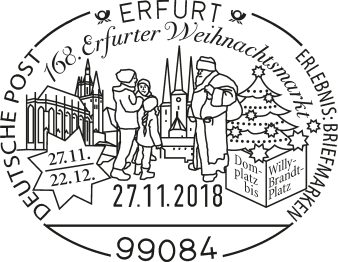 Grafische Darstellung der Domsilhouette mit Schriftzug „168. Weihnachtsmarkt vom Domplatz bis Fischmarkt“