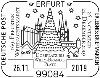 Grafische Darstellung der Domsilhouette mit Schriftzug „169. Weihnachtsmarkt – Domplatz bis Willy-Brandt-Platz“